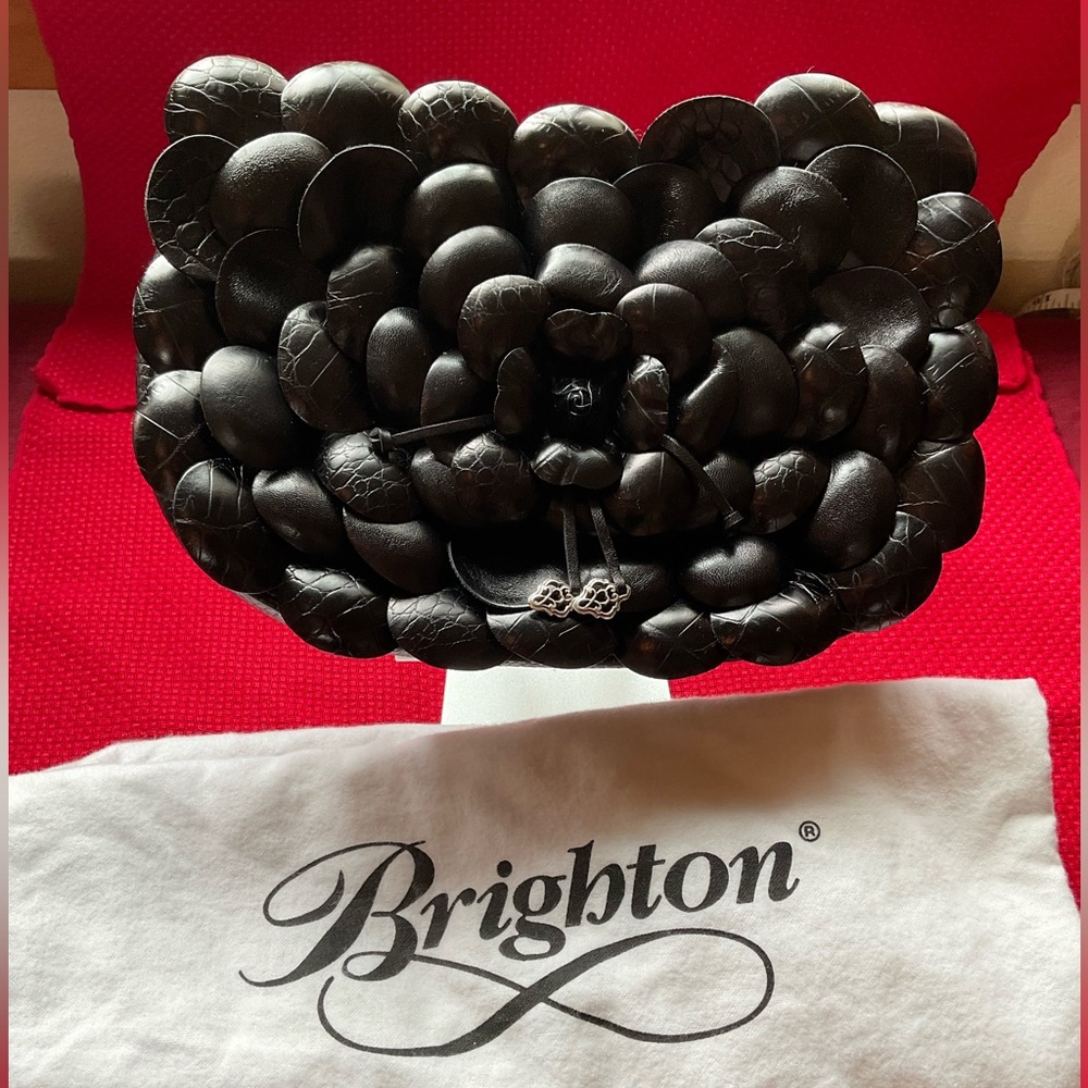 BRIGHTON ROSELIE NEW Black Leather Handbag Purse w/Box and Dust Cover H60263